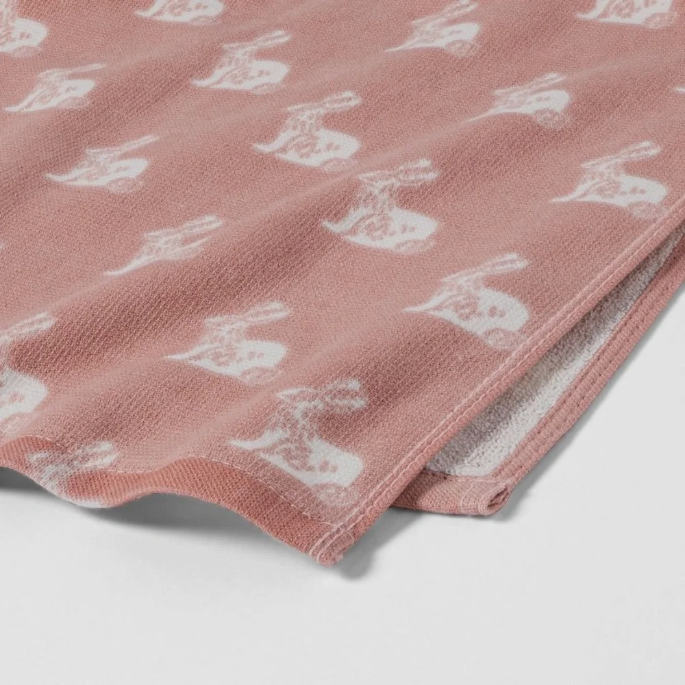 Blush Pink Bunny Printed Hand Towel